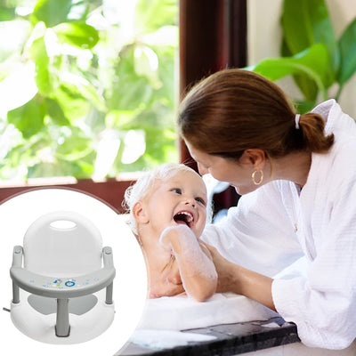 Newborn Infant Baby Bath Seat, Non-Slip Infants Baby Bath Chair for Bathtub, Cute Shape Baby Shower Chairs for Tub Sitting up, Surround Bathroom Seats for Baby 6-18 Months (Grey Baby Bathtub Seat)