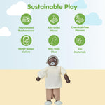 PlanToys® Wooden Grandfather Dollhouse Figure - Dark Skin Tone | Poseable 1:12 Scale Dollhouse People | Montessori Pretend Play Doll with Bendable Arms & Legs | Eco-Friendly Wooden Figurine for Kids