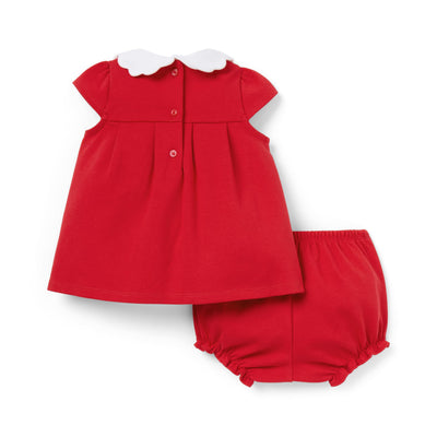 Janie and Jack Baby Scalloped Collar Ponte Matching Set, RED, 0-3