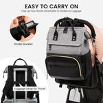 LOVEVOOK Diaper Bag Backpack, Baby Bag with Changing Station, Large Diaper Backpack for Mom Dads, Waterproof Leather Mommy Bag for Boy and Girl, Travel Essential Baby Shower, Black-Grey