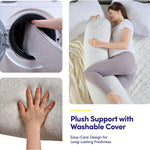 Full Body Maternity Pillow – Bean-Filled Pregnancy Support Pillow with Removable Cover – 59″ Long Full-Length Back, Hip & Belly Support for Pregnancy & Nursing, Silver