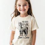 Toddler Shirts for Boys Grils Kids, Baby Boy Summer Clothes Funny Alpaca Graphic Tees, 2-8T Short Sleeve T-Shirt, Messy Hair Don't Care