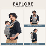 Baby Tula Explore Carriers - Breathable Baby Carrier Newborn to Toddler - Adjustable Toddler Carrier - Multiple Ergonomic Positions Front and Back - Ergonomic Fit for 7-45 lb - Cotton, Seedling