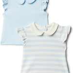 Amazon Essentials x Sofia Grainge Toddlers and Baby Girls' Short Sleeve Blouse, Pack of 2