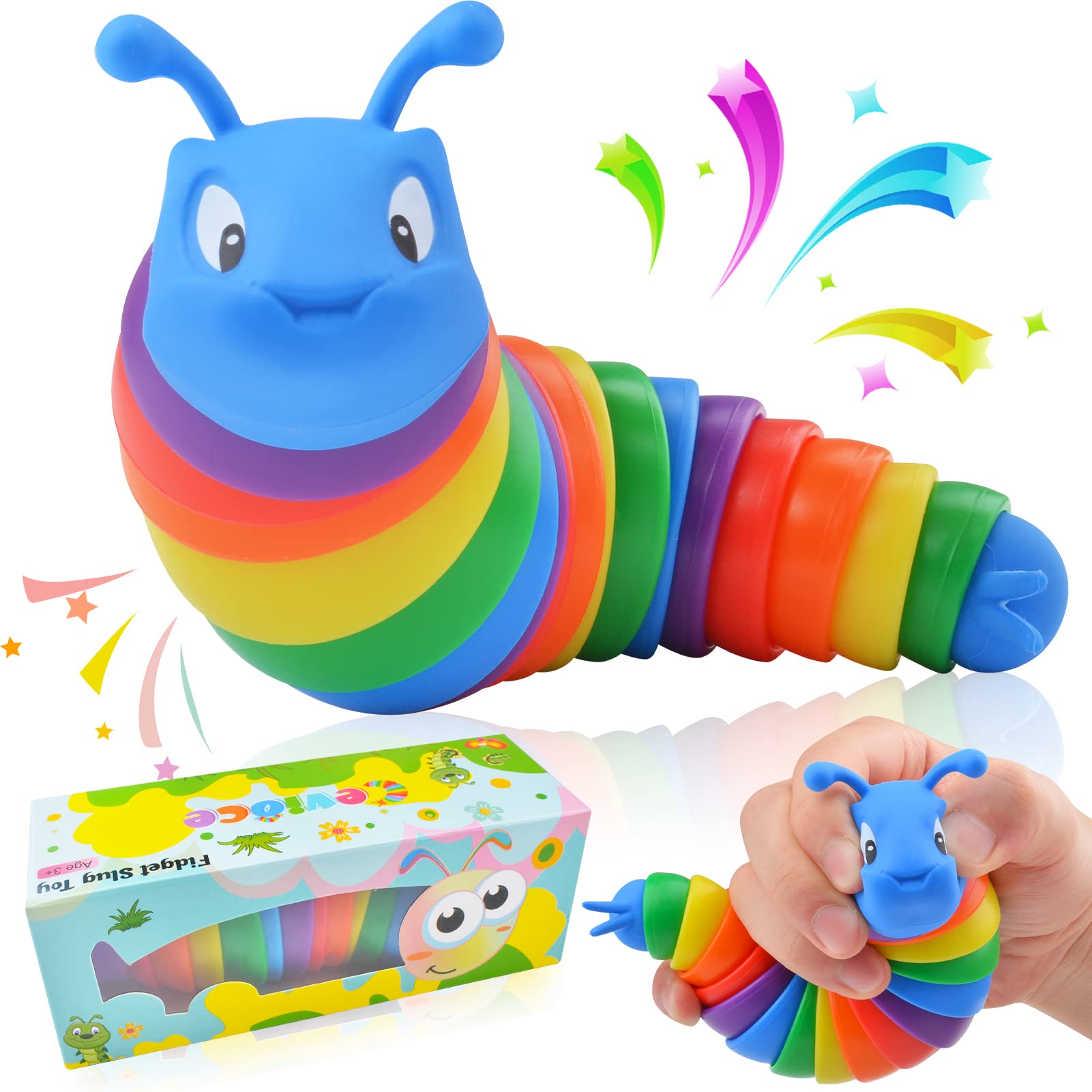 Cevioce Fidget Slug Toy, Sensory Slug Fidget Toys - Activity Toys ...