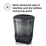 Baby Brezza Bottle Sterilizer and Dryer Advanced – 33% Faster - Largest Capacity Steam Sanitizer - Universal Sterilization Machine for All Bottles + Pump Parts - HEPA Air Filter, Charcoal