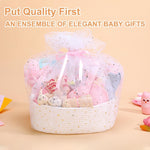 30-Piece Baby Girl Shower Gift Basket Set - Newborn Essentials, Large Pink Gift Basket With Rattle, Swaddle, Diaper Caddy Organizer