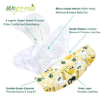 wegreeco Cloth Diapers 6 Pack with 6 Inserts & 1 Wet Bag, Washable Cloth Diapers for Babies, One Size Adjustable Reusable (Animal World)