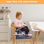 Bear Booster Seat for Kitchen Chairs, Portable High Chair for Babies 6–36 Months (Up to 44 lbs), Adjustable 3-Level Foldable Booster with Removable Tray, Ideal for Home, Outdoor, Camping, and Travel