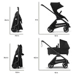 Bugaboo Dragonfly City Stroller with Full-Size Baby Bassinet and Toddler Seat, One Hand Easy Fold in Any Position, Full Suspension, Large Basket, Black Chassis and Desert Taupe Sun Canopy