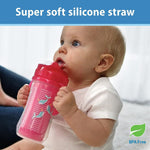 Dr. Brown's Milestones Insulated Sippy Cup with Straw and Handles, Spill-Proof Tumbler with Lid, Pink, 10 oz/300 mL, BPA-Free, 12m+, 4-Pack