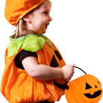 Kangaroo Toddler Halloween Costume, Unisex One-Piece Orange & Black Theme Pumpkin Outfit for Infants
