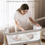 ANGELBLISS Baby Bassinet, 3-in-1 Bedside Bassinet for Baby, One-Touch Foldable Baby Crib for Newborn with Full-Mesh Sides & Adjustable Height, Mattress & Storage Bag