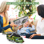 Bloolilies Helicopter Toy for Kids 3-5 6 7, Army Military Toy Helicopters with Lights and Music for Toddlers Birthday Gift, Bump and Go Airplane Toys for Boys Girls 3 4 5 6 7 Years Olds