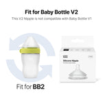 Comotomo Silicone Replacement Nipples for Baby Bottle Gen 2 (2026 Release) - Soft, Silicone Nipples with Dual Anti-Colic Vents Designed for Natural Latch (Pack of 2), Medium Flow (3-6 Months)