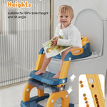 Potty Training Seat with Step Stool, Toddler Potty Training Toilet Seat with Non-Slip Step Splash Guard Safety Handles and Waterproof Cushion, 2 In 1 Toddler Potty Seat