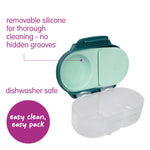 b.box Snack Box - Leakproof Mini Bento Box for Kids & Toddlers, 2 Compartment Snack Containers for Kids, Lunch Containers, Dishwasher Safe, BPA Free, PFAS Free, Ages 4m+, 1 3/4 Cup - Emerald Forest