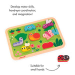 Janod - Garden Chunky Puzzle 7 Pieces - Toddler Playtime - Develops Fine Motor Skills - Encourages Imaginative Play - Safe Quality Materials - Easy to Grasp