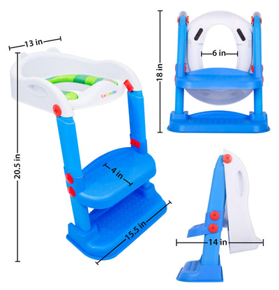 Cocomelon 1st Training Seat Step Up Potty, Upgrade Toddler Toilet Training Seat for Kids Boys Girls, 2 in 1 Potty Training Toilet, Splash Guard Anti-Slip Pad Step Stool