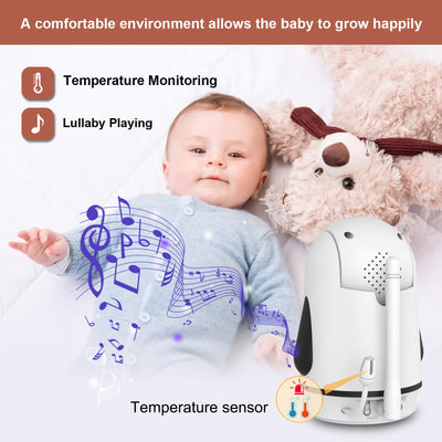 OKAIDI Video Baby Monitor with Camera and Audio, 5" Display Baby Monitor No WiFi, 30H Battery and 1000ft Range Baby Monitor, Remote Pan-Tilt-Zoom Baby Camera, Night Vision, 2-Way Talk, VOX,Temperature