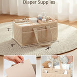 Diaper Caddy Organizer For Changing Table,Dutch Velvet Baby Diaper Caddy With 3 Removable Compartments &4 Side Pockets,Portable Diaper Basket For Car Organizer,Nursery Organizer For Essential Supplies