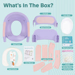 SereneLife 2-in-1 Potty Chair & Potty Training Seat with Step Stool Ladder - Height Adjustable Kids/Toddler Toilet Seat with Stable Anti-Slip Design, Cushioned Seat & Splash Guard For Boys Girls