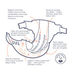 Pura Hypoallergenic Diapers, Size 1 (4-11lbs), Newborn, Totally Chlorine Free, Wetness Indicator, Suitable for Sensitive Skin, Soft Organic Cotton Comfort, Overnight, 3 Packs of 32 (96 Baby Diapers)