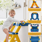 Potty Training Seat, Toddler Toilet Seat With Steps, 2 In 1 Toddler Potty Training Toilet With Splash Guard, Anti-Slip Step Stool Soft Mat, Adjust High Potty Seats For Toddlers Kids Boys Girls