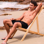 SILKWORLD Mens Swimming Trunks with Compression Liner 2 in 1 Quick-Dry Swim Shorts with Zipper Pockets Black