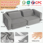 CAPAKIDS Modular Kids Play Couch, with 1000+ Assembly Options, Toddler Sofa for Bedroom Living Rooms Playroom, Ideal Gift for for Inspiring Child Creativity, Grey