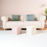 B FSOBEIIALEO Small Storage Ottoman Cube Sherpa Ottomans Foot Rest, Foldable Boucle Ottoman, Faux Teddy Fur, Pink 12.6"x12.6"x12.6"
