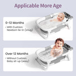 Kerbwry Collapsible Baby Bathtub for Newborn to Toddler (0-18 Months) - Foldable Baby Bath Tub with Soft Towel, Newborn& Infant Bathtub for Travel and Outdoor, Grey
