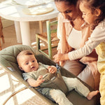 BabyBjörn Bouncer Bliss, Dark Green, Woven, Petal Quilt | 2-in-1 Adjustable Baby Bouncer Seat and Toddler Chair, Newborn to Toddler (8-29 lbs), 4 Positions, Lightweight & Portable