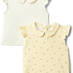 Amazon Essentials x Sofia Grainge Toddlers and Baby Girls' Short Sleeve Blouse, Pack of 2