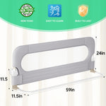 UPGOGO Folding Bed Rail for Toddlers,Baby Bed Rail Guard with Reinforced Anchor Safety System,Fit Bunk,Full Size,Queen,King,Twin(Grey,59"x23.6")