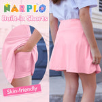 NARPLO Toddler Girls Skirts Skorts Built in Shorts Baby Summer Flowy Tennis Athletic Skirts Skorts for Girls with Pockets Pink