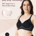 Momcozy Nursing Bras for Breastfeeding, Seamless Pregnancy Maternity Bra Wireless Classic Jelly Strip Support Nursing Bra Black