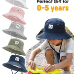 FURTALK Baby Sun Hat Smile Face Toddler Boys Girls Bucket Hat 0-5 Years Kids UPF 50+ Sun Protection Summer Hats