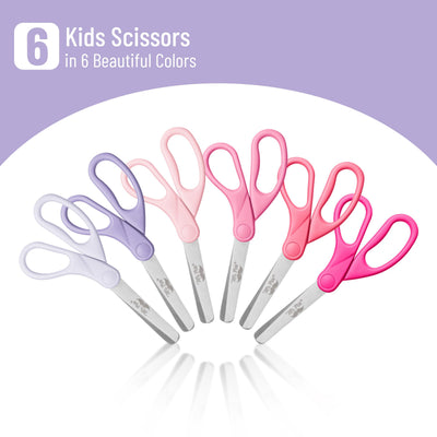 Mr. Pen- Kids Scissors, 6 Pack, 5 Inch, Blush Bloom Color, Ages 4+, Stainless Steel Blunt Tip & Ergonomic Plastic Handle, Right & Left Handed Safety Scissors for Kids Ages 6-8, School & Preschool