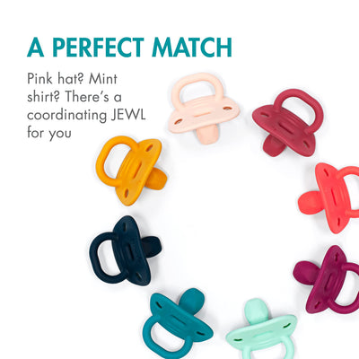 Tomy Jewl Silicone Orthodontic Pacifier - Baby Pacifier with Soothing Gem-Shaped Nipple - Comfortable Baby Pacifiers Support Natural Oral Muscular Development - Blue - 4 Count - 3-6 Months