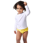 Gerber Unisex Baby Toddler UPF 50+ Long Sleeve Rashguard Swim Rash Guard Shirt, White, 3-6 Months US