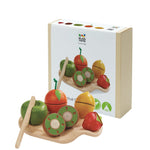 PlanToys 7 Piece Assorted Fruit Kitchen Food Playset (3600) | Sustainably Made from Rubberwood and Non-Toxic Paints and Dyes