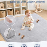 SEPARO Thick Baby Play Mat for Floor,50 x 50 Playpen Mat,Tummy Time Foam Mats,Ultra Soft Support & Plush Feel,Easy Care with Non-Slip Cushioned for Infant,Kids and Toddler Crawling,Grey
