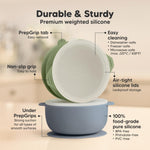 KeaBabies 2-Pack Baby Bowls with Suctions, Lids - Silicone Toddler Suction Bowls for Baby Boy, Girl, Kids, Food Grade Silicone, BPA-Free, Dishwasher Safe, Toddler Eating Essentials (Slate)