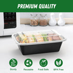 50 Pack (100-Piece) 24 oz Meal Prep Containers Reusable with Lids, Sturdy Leakproof & Food Safe, Microwave, Freezer, Dishwasher Safe Prep Containers, To Go Take Out Plastic Food Storage