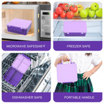 Kids Bento Lunch Box with 8oz Soup Thermo, Water Bottle, Kids Leakproof Lunch Food Containers with 4 Compartment, Insulated Hot Food Jar with Lunch Bag for School, Trvael (Purple)
