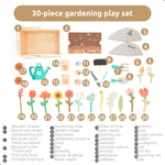 umu® Wooden Garden Play Set – 30 Pcs Kids Gardening Toy with Watering Can Shovel Rake Basket & Accessories – Outdoor Pretend Play Tool Set for Boys & Girls Ages 3 4 5 6