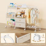 BBLIKE Diaper Caddy Organizer with Hanging Rack - 3 Tier Rolling Utility Cart with Drawers and Dividers for Baby Bottle Storage - Bedside Cart for Changing Station, Crib, Nursery, Bedroom, Beige