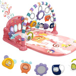 dearlomum Baby Play Mat Baby Gym,Funny Play Piano Tummy Time Baby Activity Mat with 5 Infant Sensory Baby Toys, Music and Lights Boy & Girl Gifts for Newborn Baby 0 to 3 6 9 12 Months (Pink)