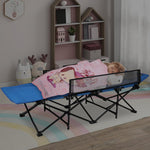 REDCAMP Kids Cot for Sleeping 2-7 Years, Portable Travel Toddler Cot Bed with Guardrail, Lightweight for Outdoor Indoor Home, Blue